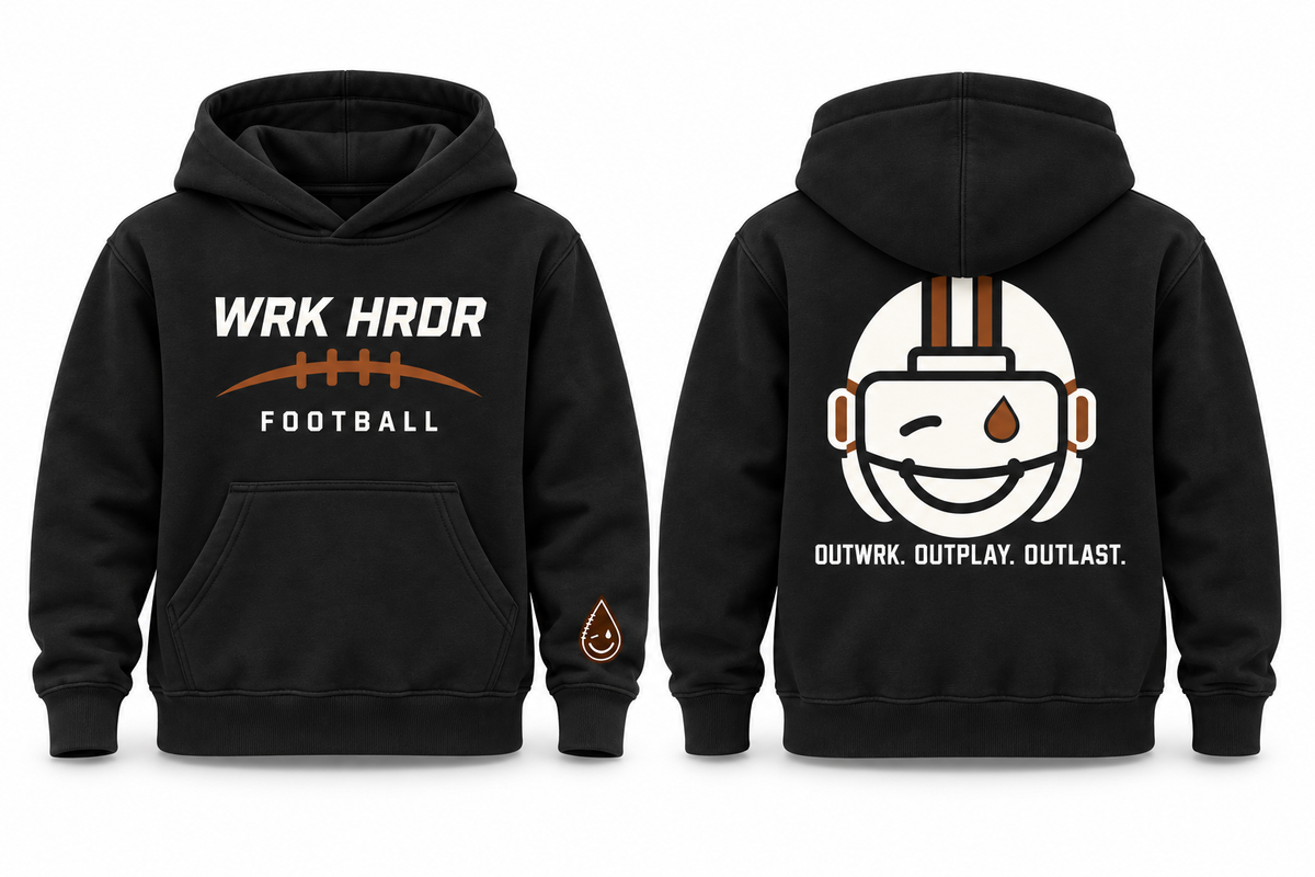 Kids WRK HRDR Football Helmet Drop Hoodie