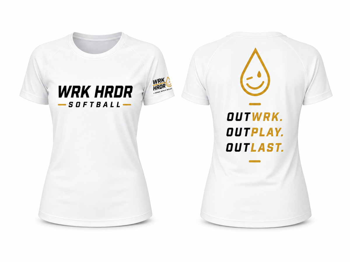 Women WRK HRDR Softball Performance Tee