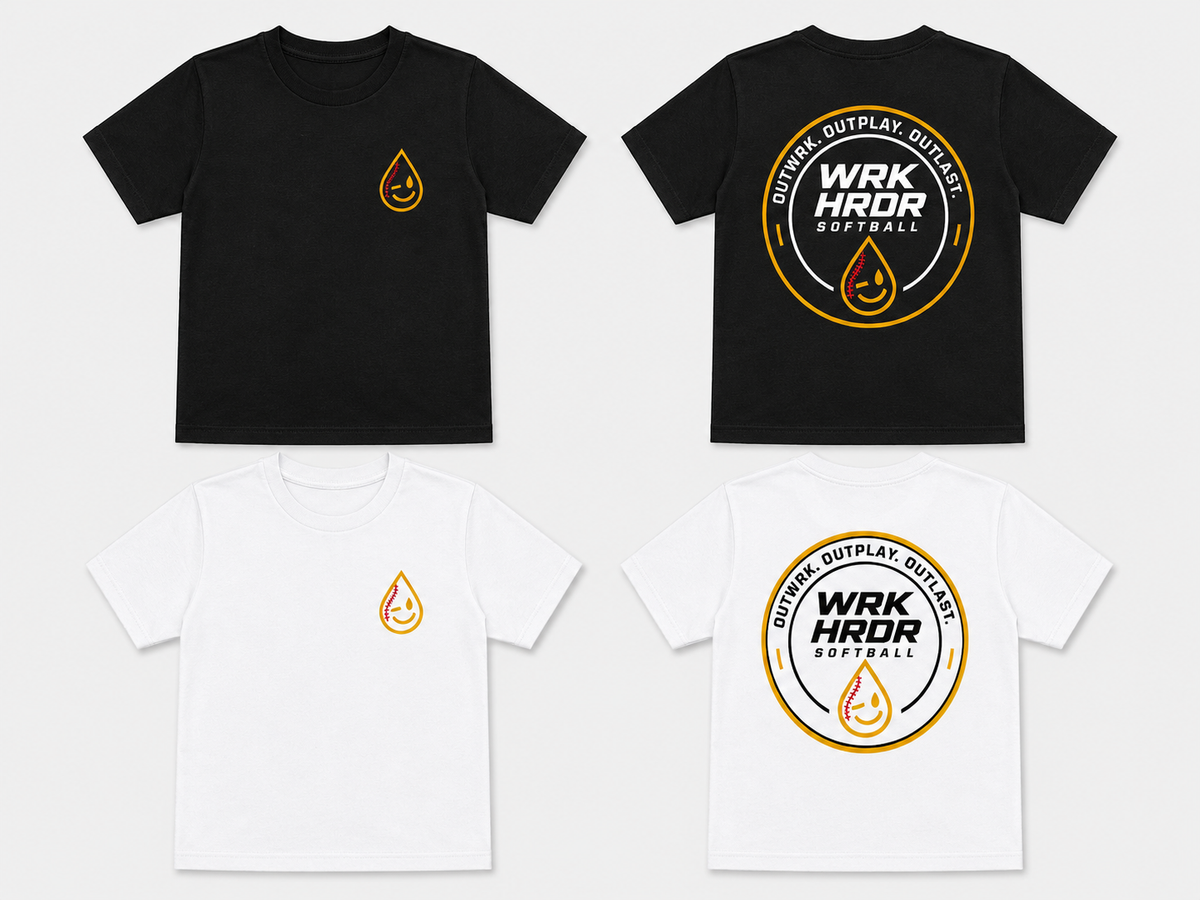 WRK HRDR "Softball Drop" Tee (Kids and Adults)