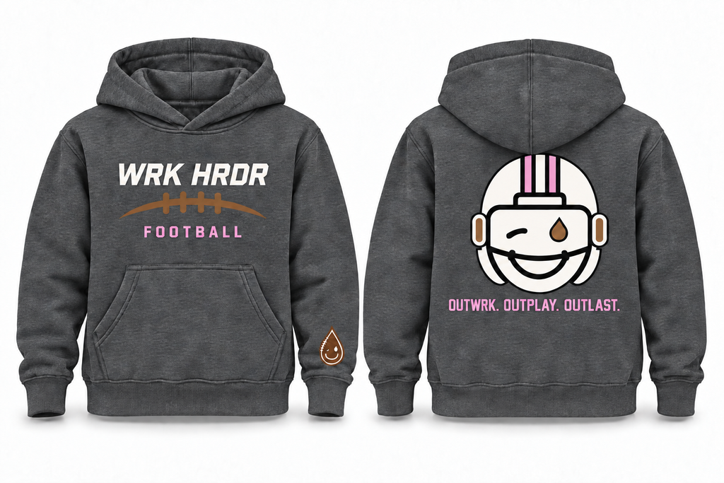 Kids WRK HRDR Football Helmet Drop Hoodie