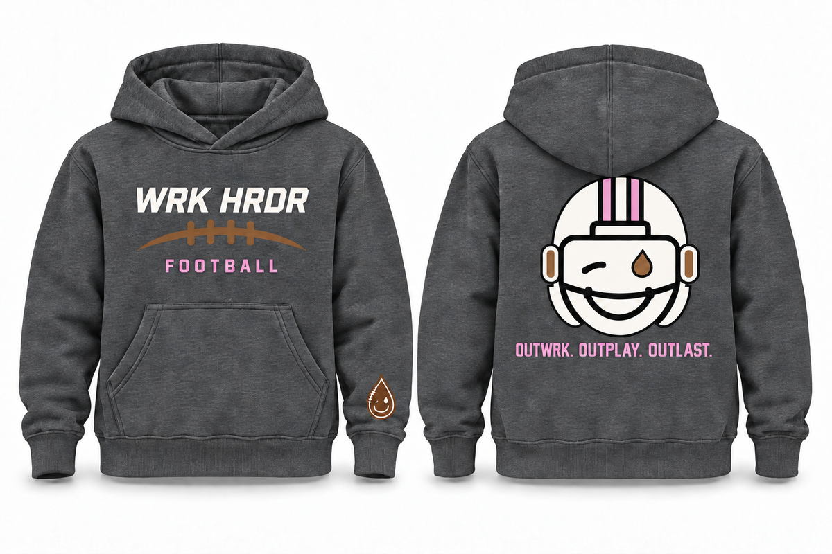 Kids WRK HRDR Football Helmet Drop Hoodie