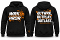 WRK HRDR Pumpkin OUTWRK. OUTPLAY. OUTLAST. Hoodie (Adults and Kids)