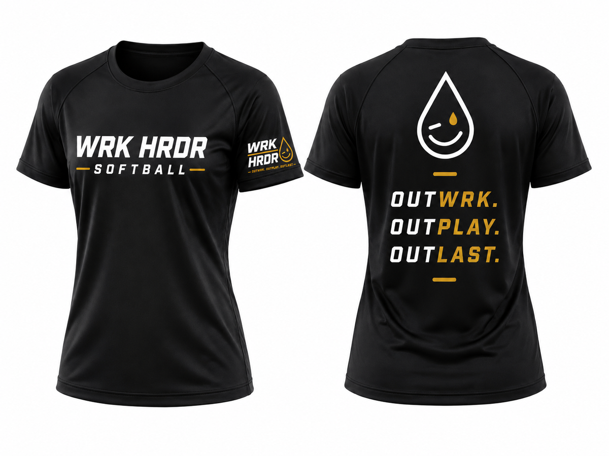 Women WRK HRDR Softball Performance Tee